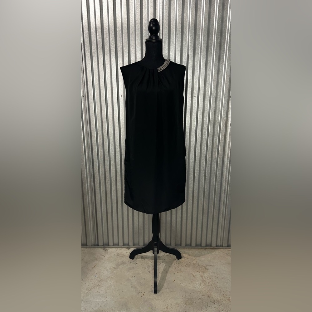 Women’s 3.1 Phillip Lim Sleeveless Solid Black Jewel Polyester Dress Size Medium
